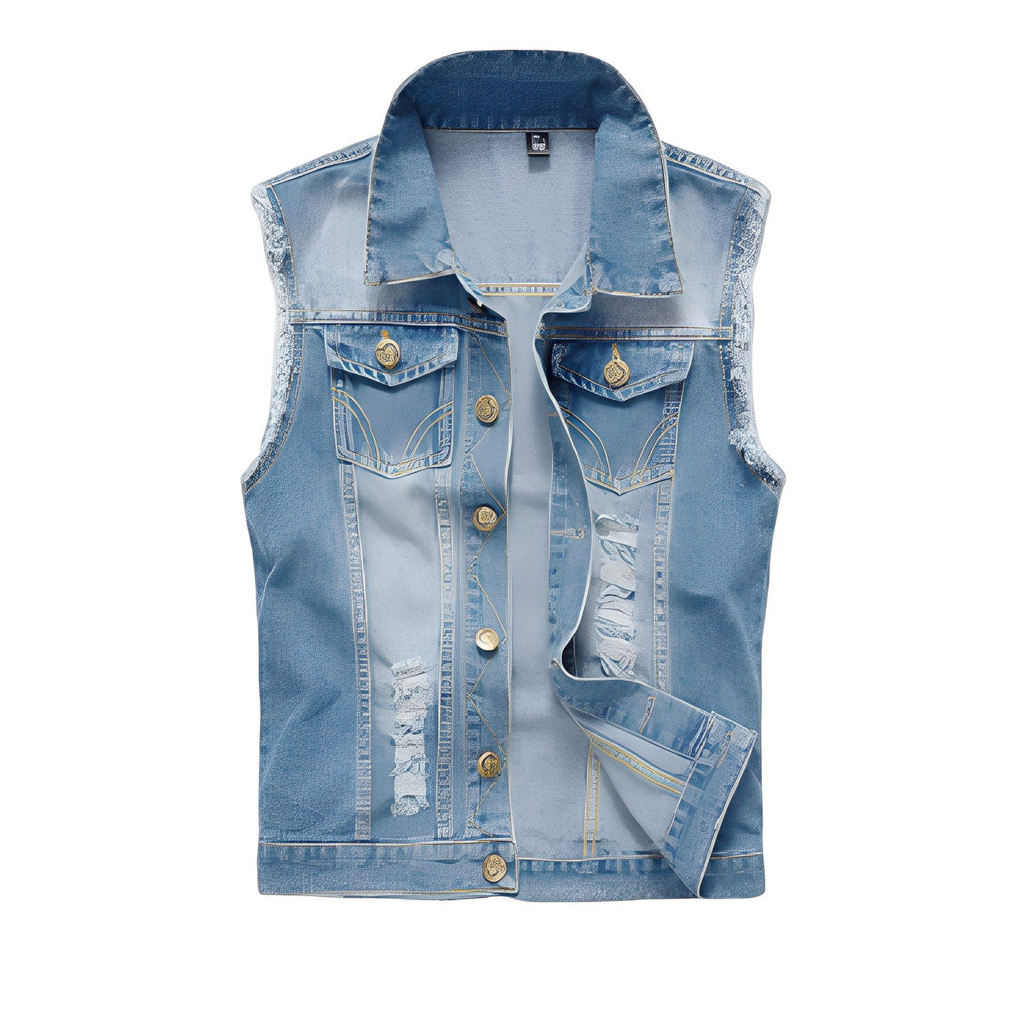 Morley - Gilet di jeans vintage con tasche per uomini