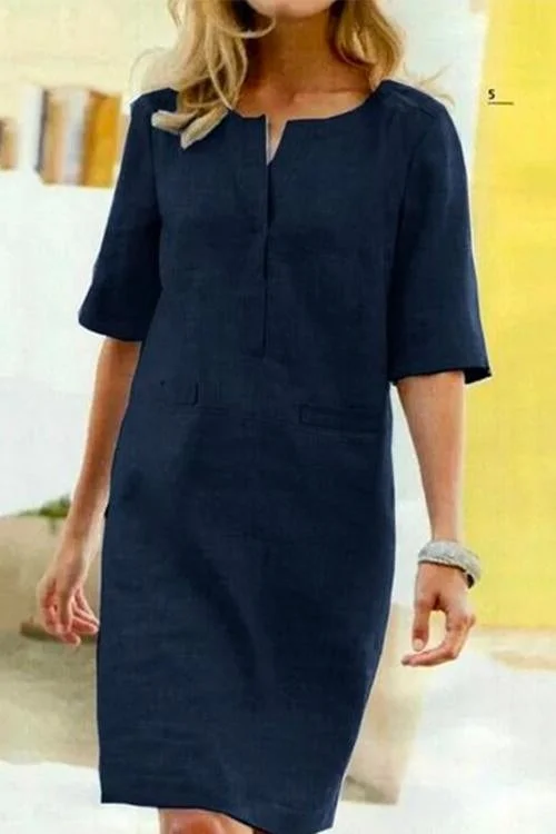 Alessandra - Vestito in Cotone e Lino con Comfort Leggero