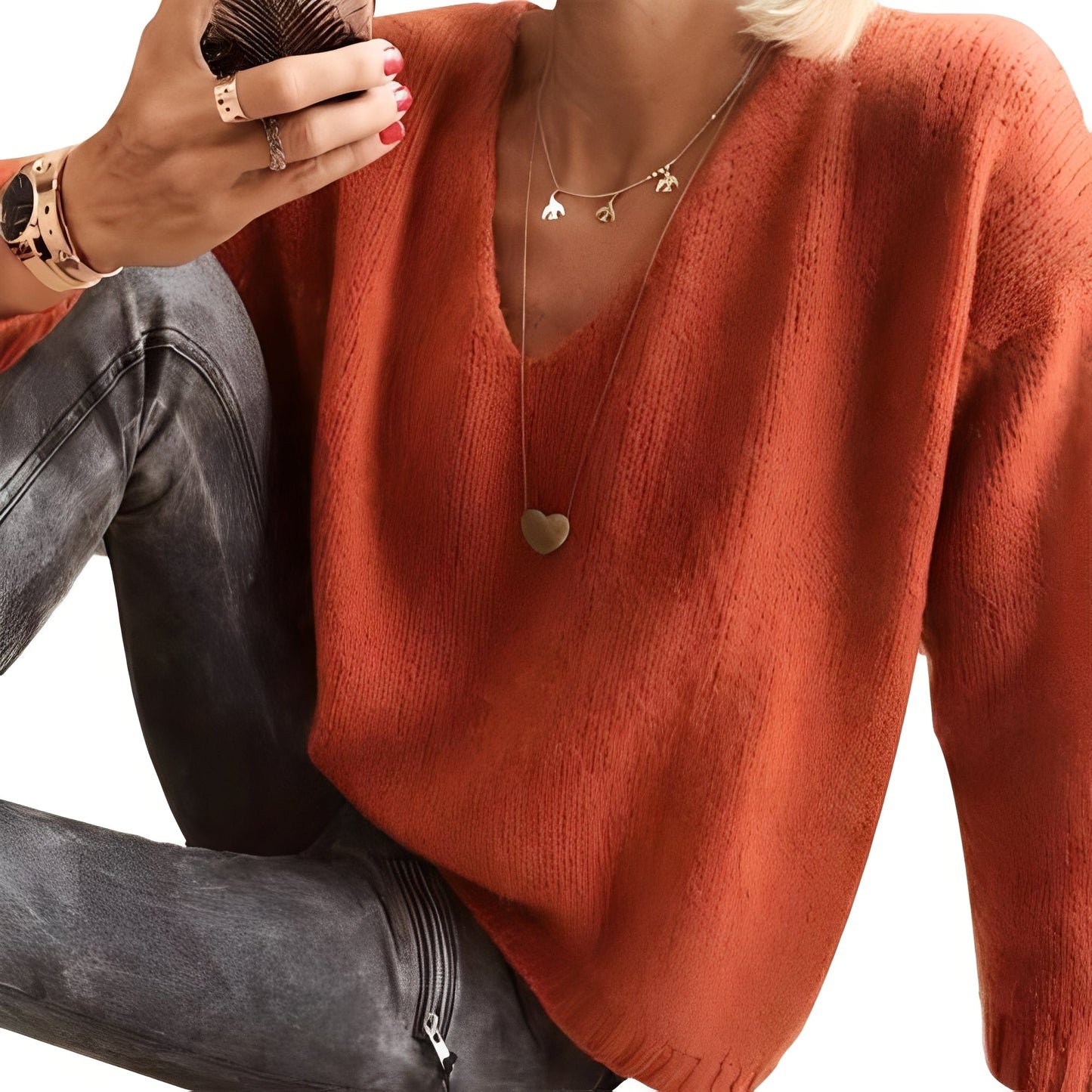 Dorris - Maglione casual e semplice con maniche lunghe per donne