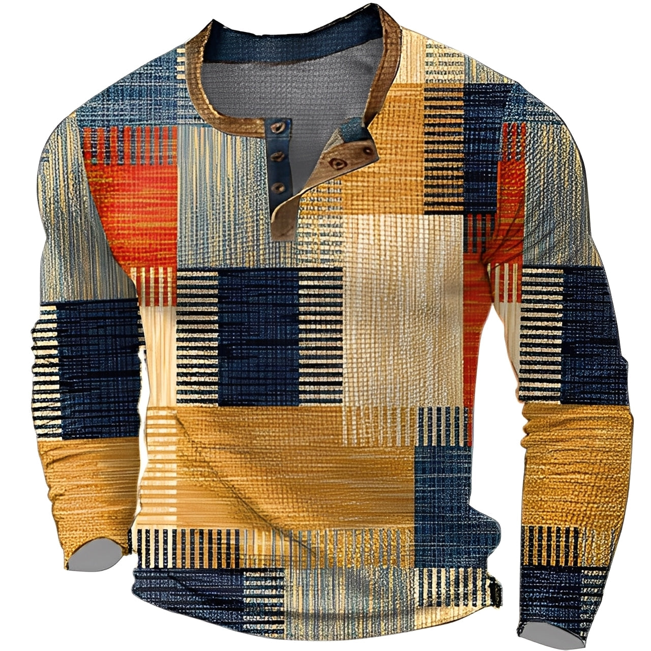 Brennan - Camicia da uomo stampata con maniche lunghe per un look informale