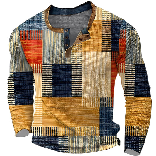 Brennan - Camicia da uomo stampata con maniche lunghe per un look informale