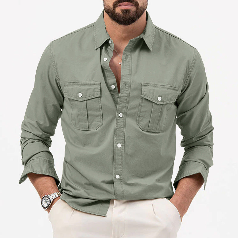 Dennis - Camicia tradizionale a maniche lunghe con tasche per uomo