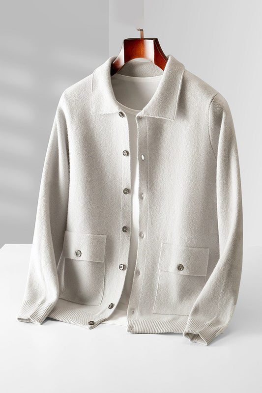 Herbert - Cardigan elegante a maglia compatta con tasche per uomo