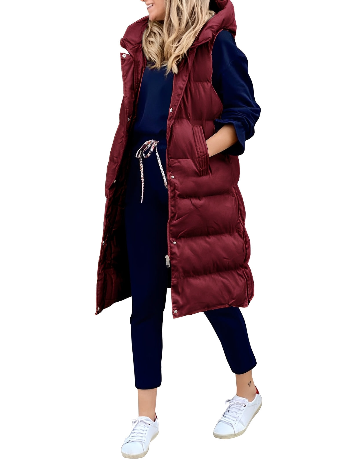 Amilia - Gilet lungo ed elegante per donne, senza maniche