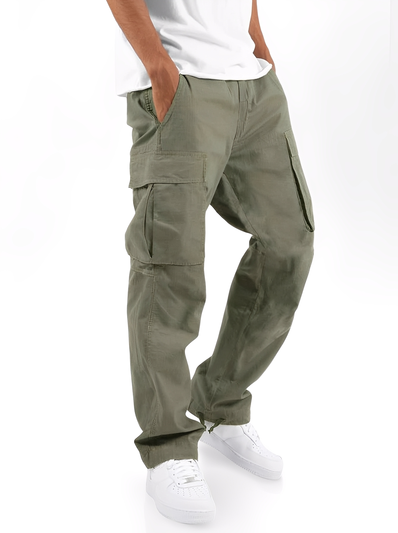 Cooper - Pantaloni casual cargo con laccio per uomini