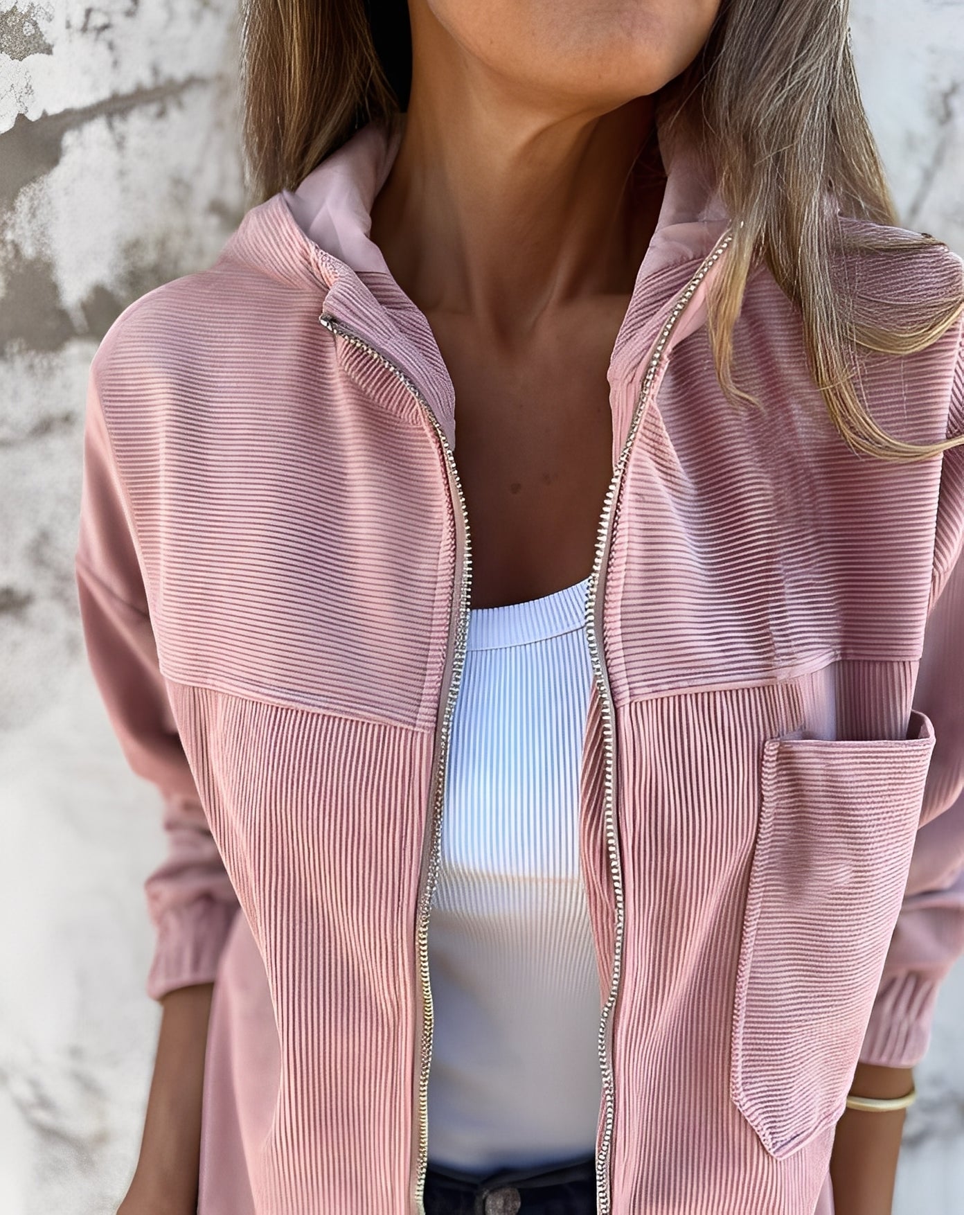 Gillian - Giacca casual in velluto a coste con cappuccio per donne