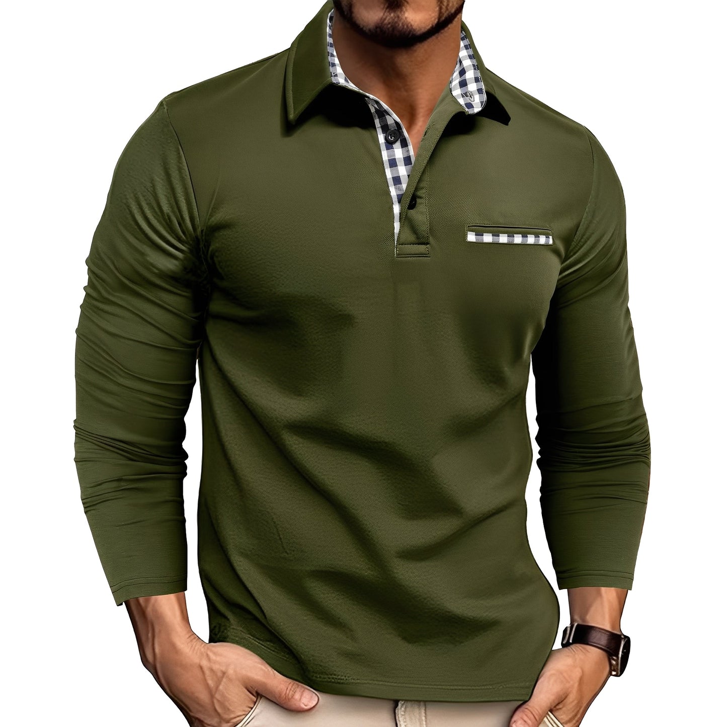 Charel - Polo da uomo eleganti a maniche lunghe