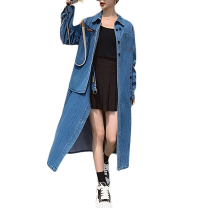 Christabel - Vestito lungo retro in jeans con tasche per donne