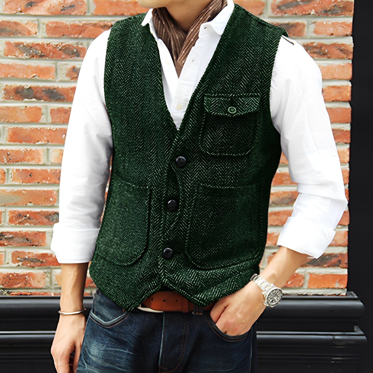 Matthew - Gilet elegante in tweed con tasche per uomo