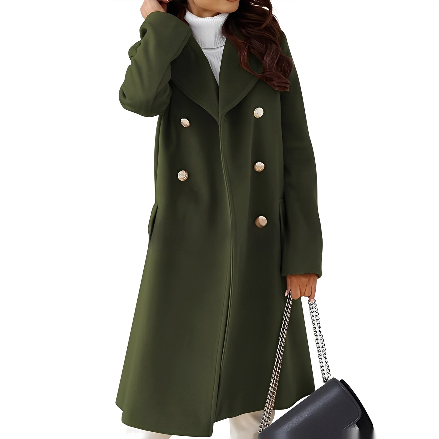 Viona - Elegante cappotto doppiopetto in lana per donna