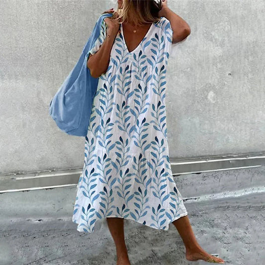 Hallie - Abito Midi Fluido con Acquerello