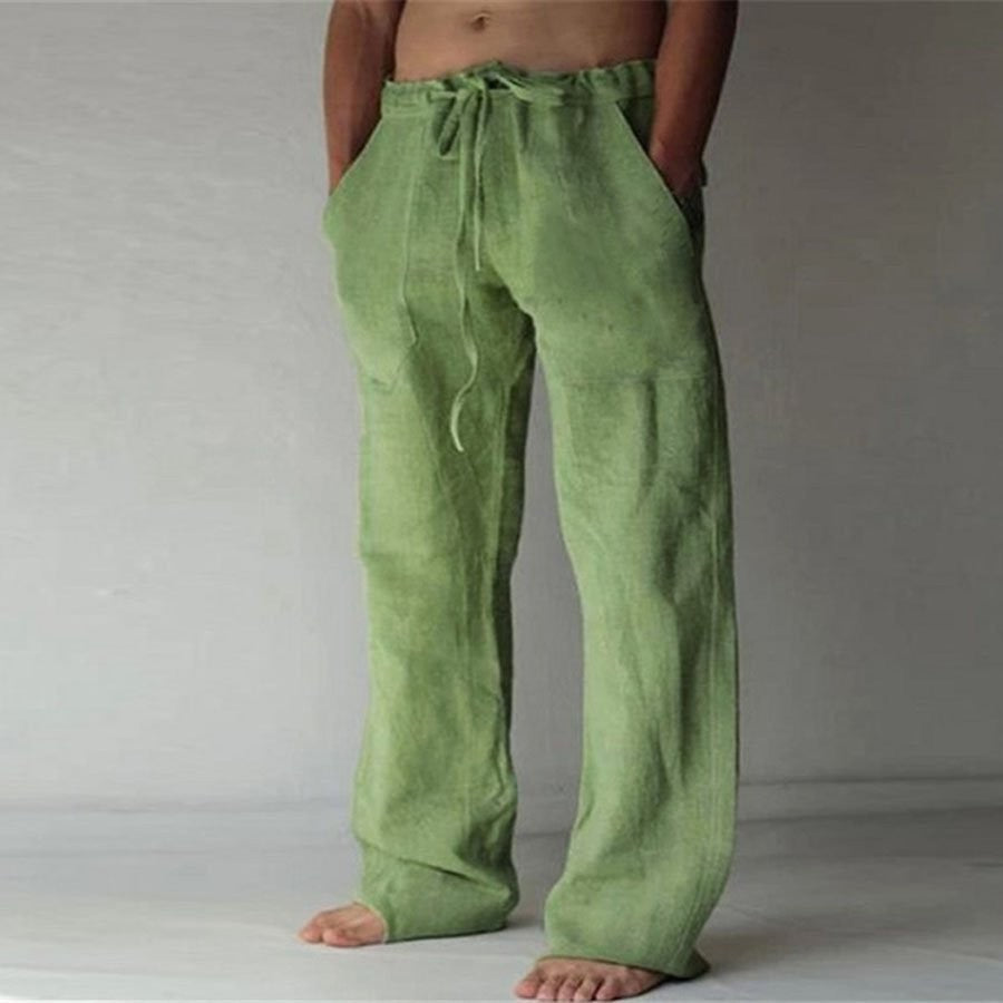 Benjamin - Pantaloni casual in lino da uomo in tinta unita
