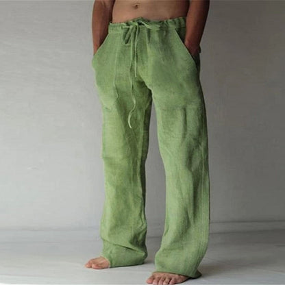 Benjamin - Pantaloni casual in lino da uomo in tinta unita