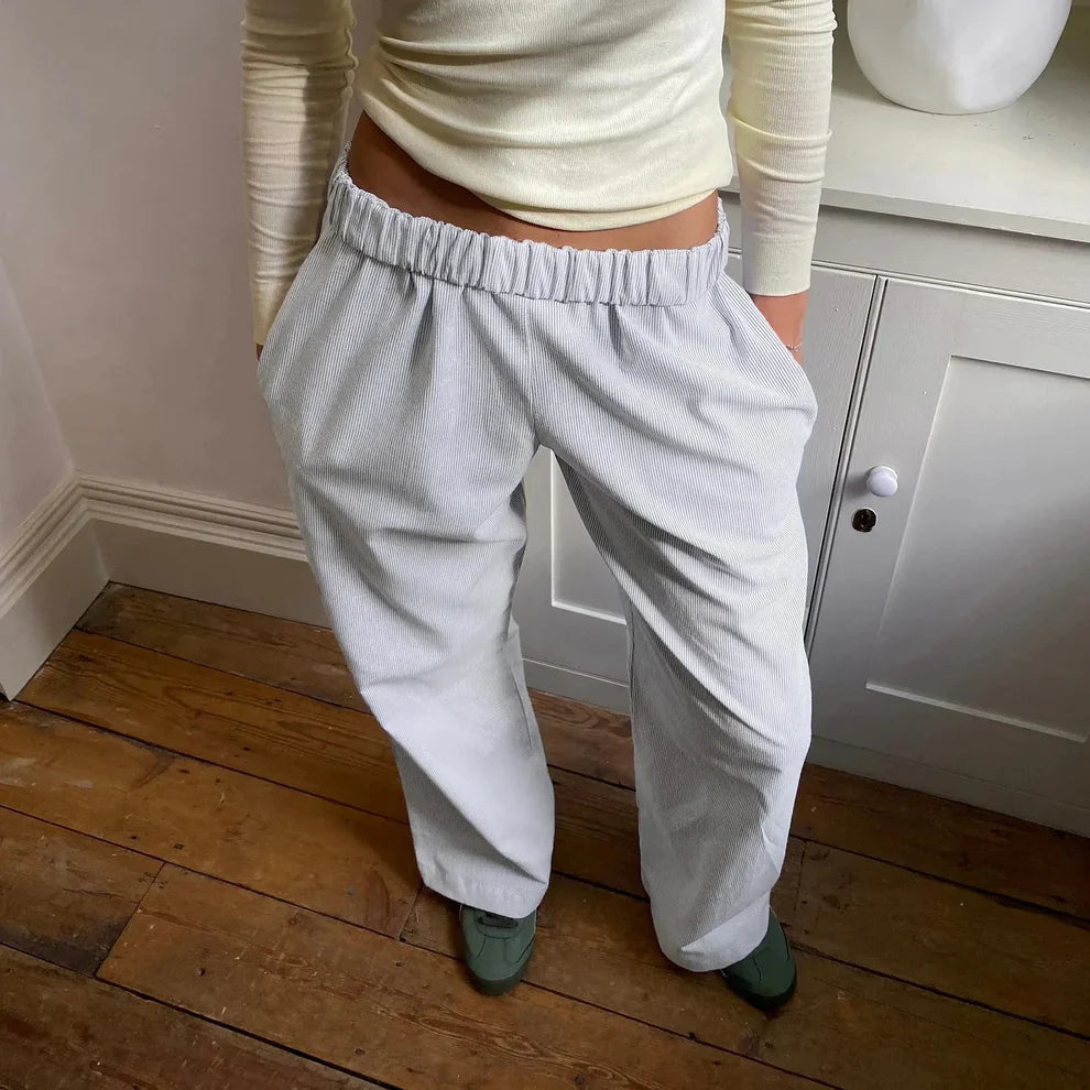 Elis – Pantaloni Donna Gamba Larga a Vita Alta