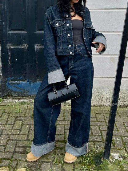 Clara – Set Denim con Giacca Trucker & Jeans a Vita Alta