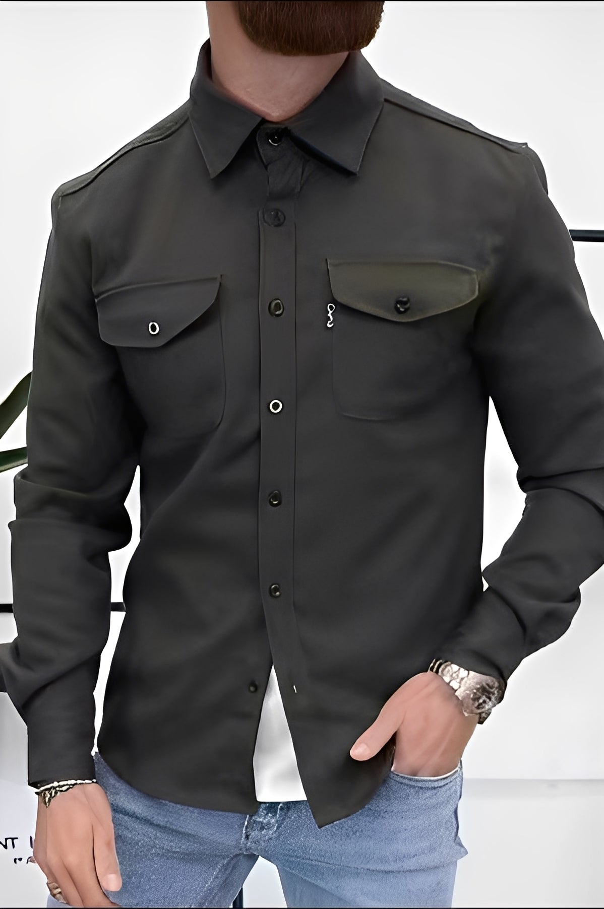 David - Camicia da uomo con tasche per un look informale