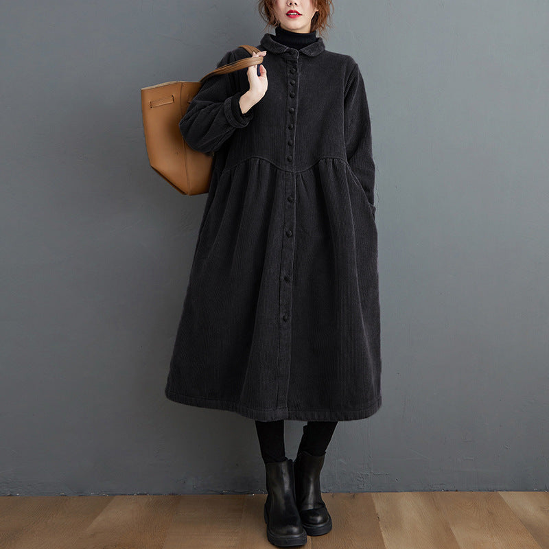 Amelia - Cappotto caldo in velluto a coste con vestibilità ampia per donne
