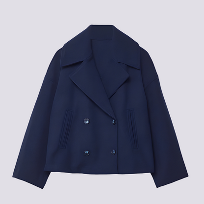 Bethney - Giacca corta di lana elegante con colletto a revers per donne