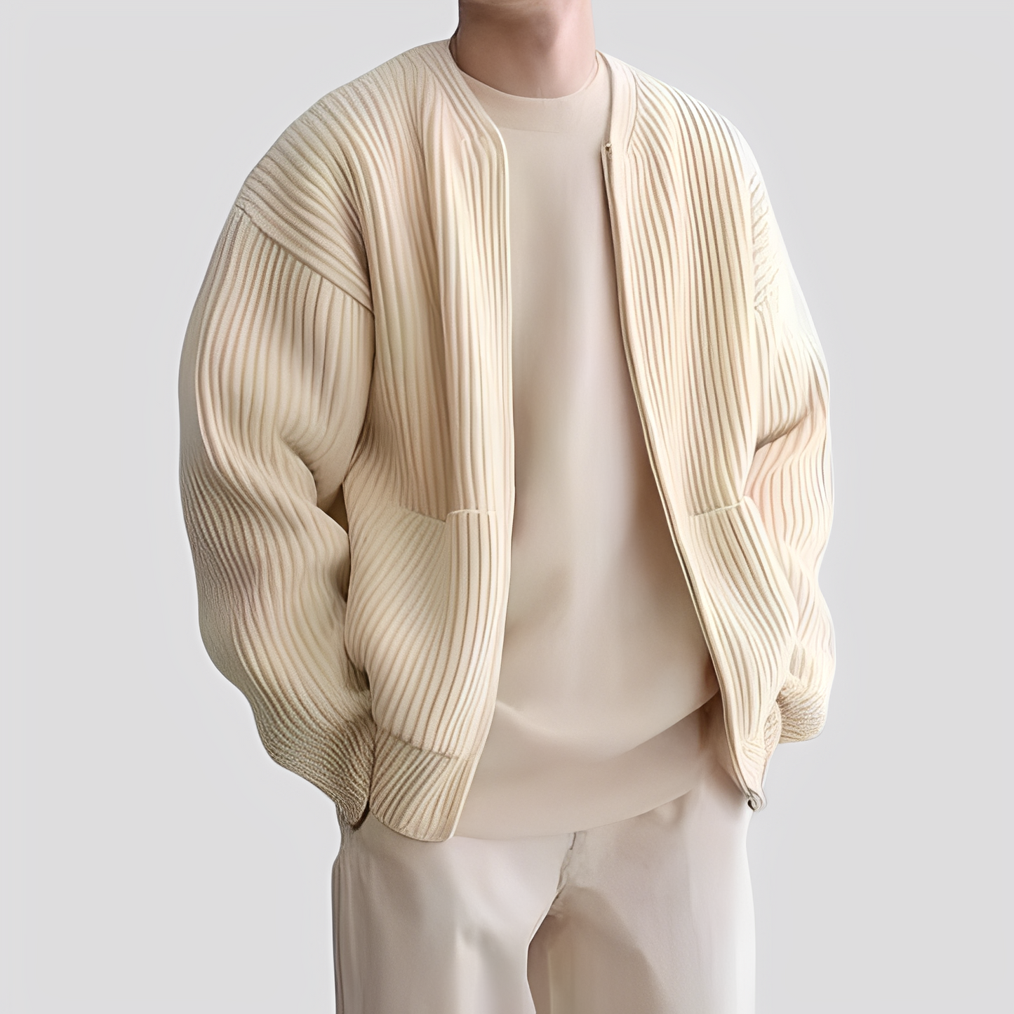 Willy - Cardigan da uomo a maglia morbida con zip