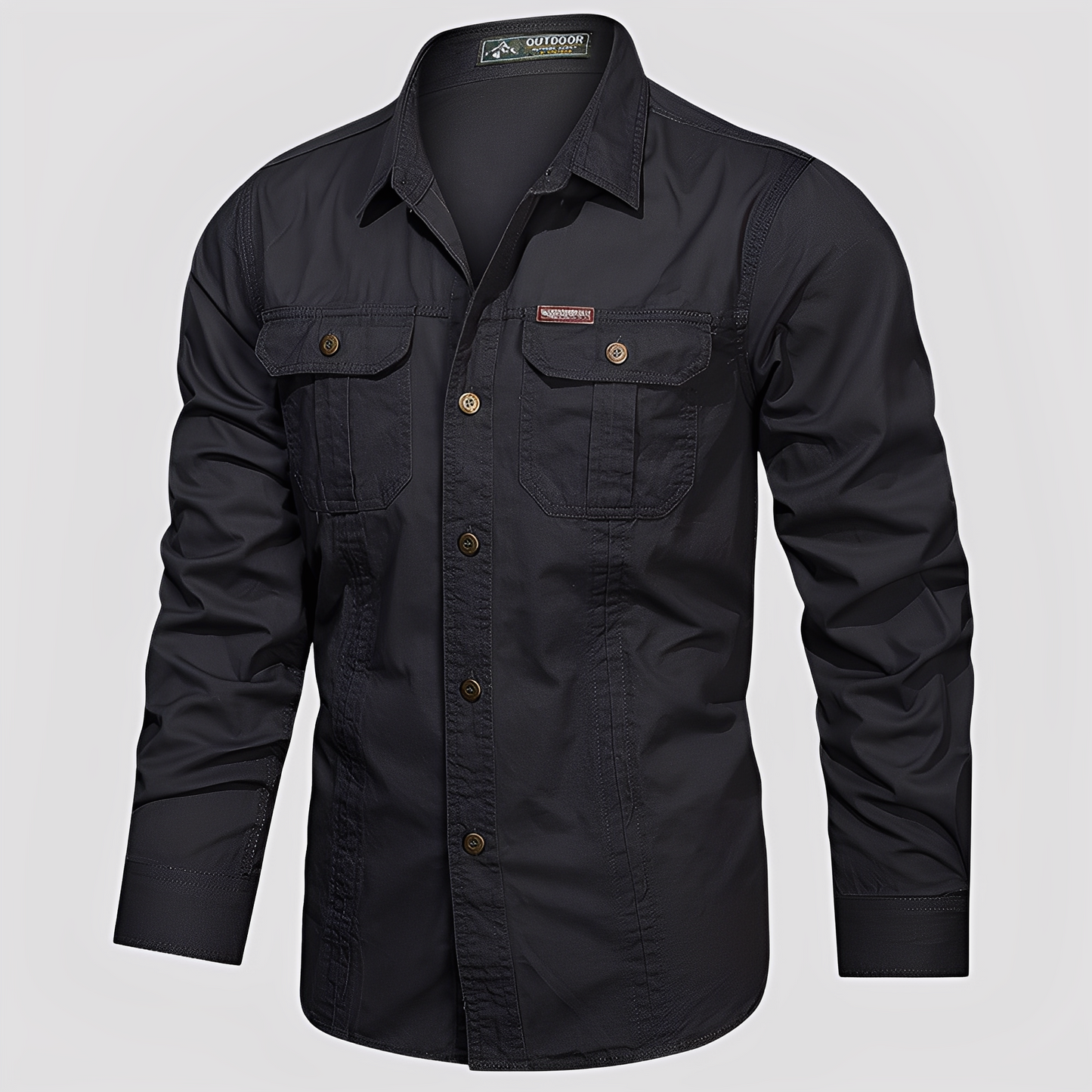 Ranulph - Camicia Cargo da Uomo con Maniche Lunghe, Stile Casual