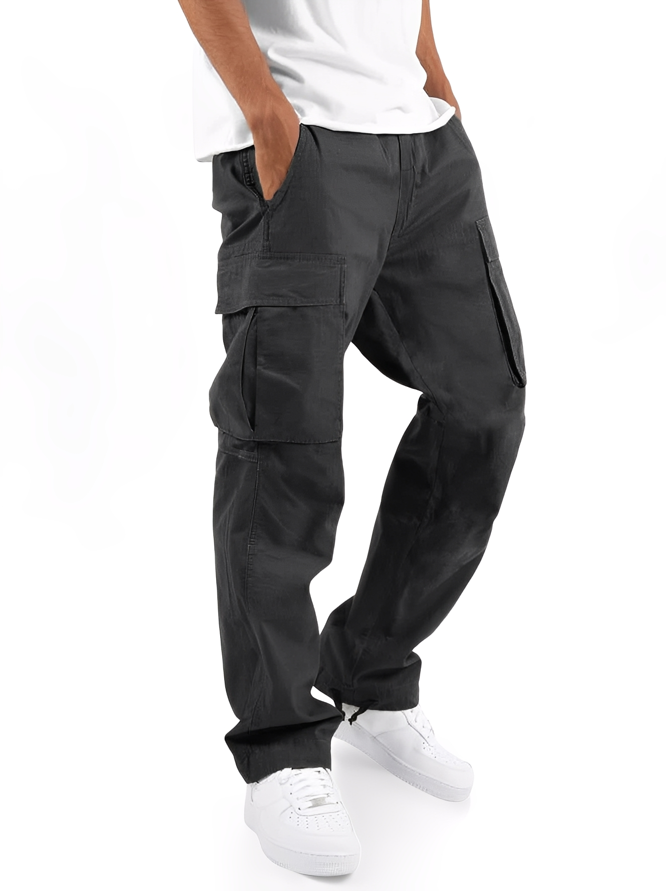 Cooper - Pantaloni casual cargo con laccio per uomini