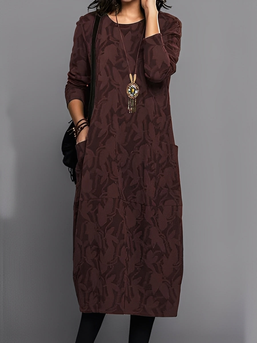 Kadence - Elegante vestito a maniche lunghe con fantasia per donne