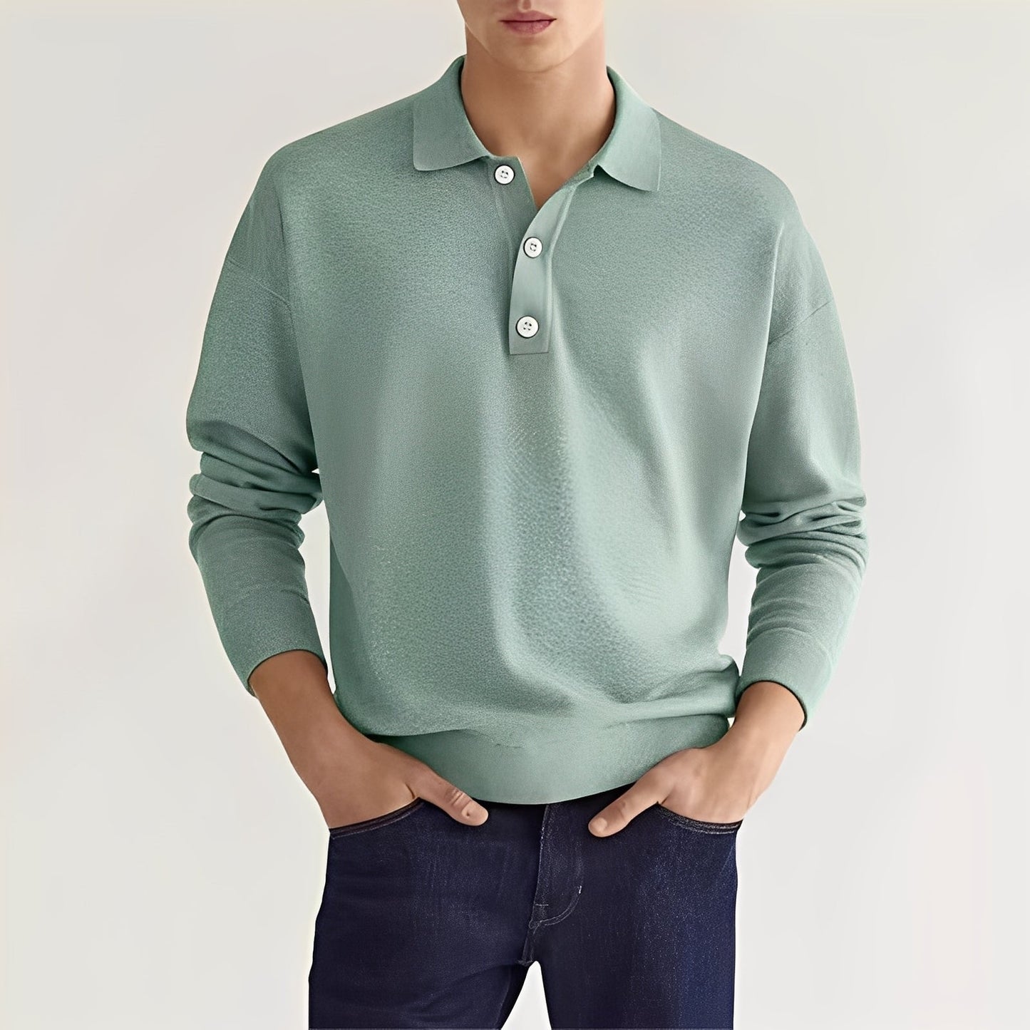 Carlton - Maglione Polo Semplice a Maniche Lunghe per Uomo
