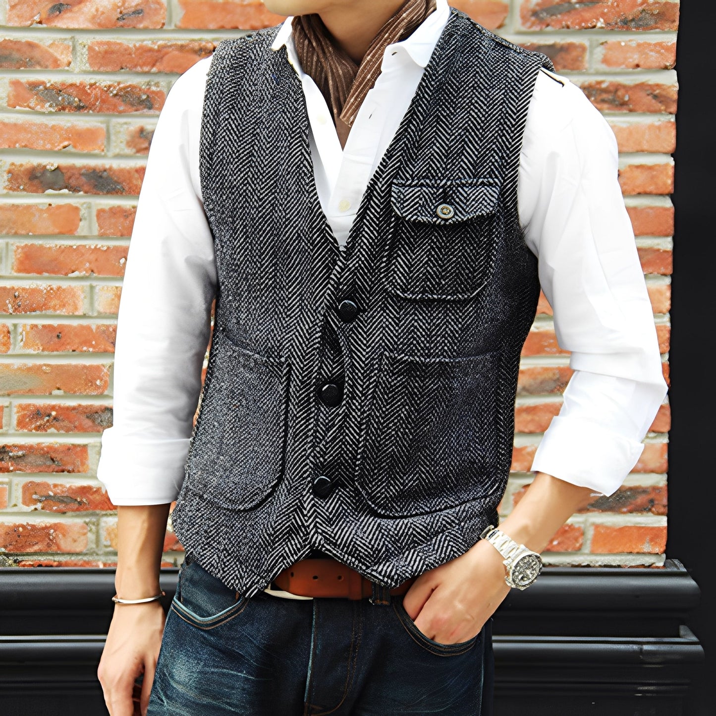 Matthew - Gilet elegante in tweed con tasche per uomo