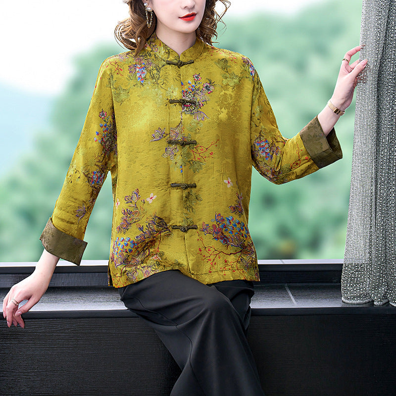 Moriah - Cappotto classico di seta con bottoni per donne