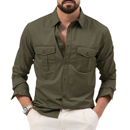 Dennis - Camicia tradizionale a maniche lunghe con tasche per uomo