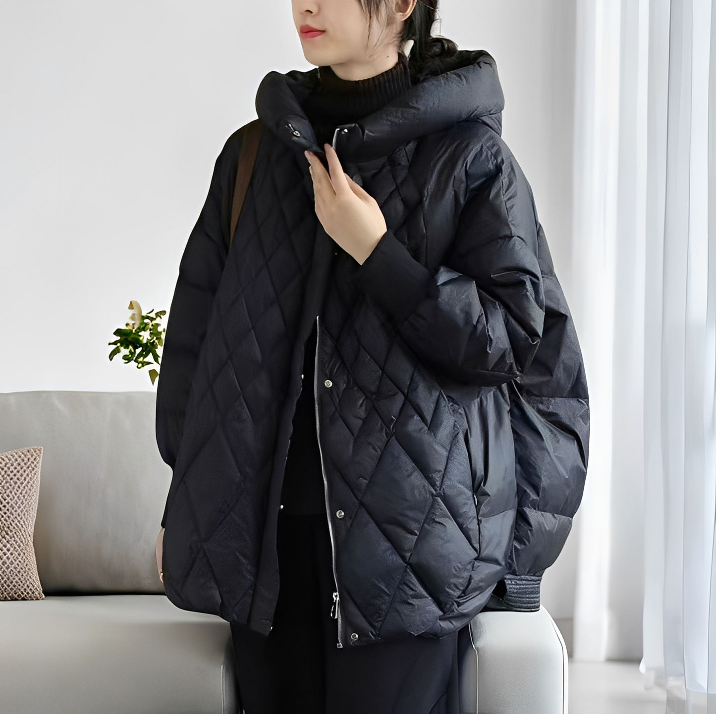 Abigail - Cappotto invernale informale in piuma con zip per donne