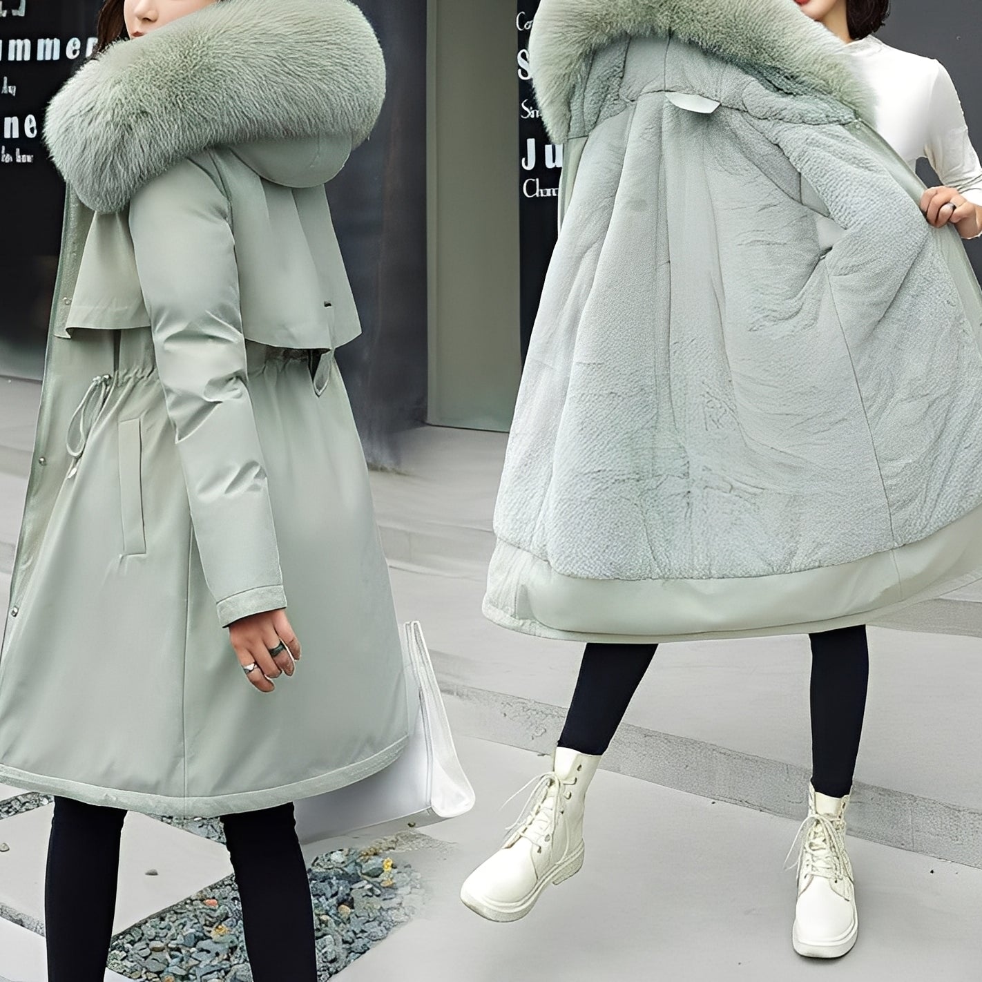 Evette - Cappotto imbottito caldo e di stile con cappuccio per donne