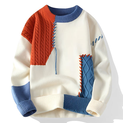 Curtis - Maglione in Pile Elegante con Design a Blocchi di Colore per Uomo