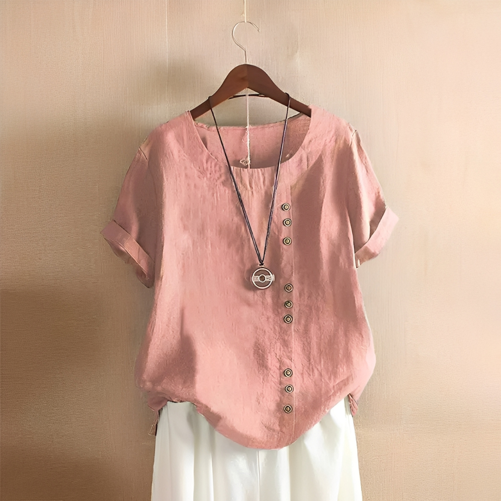 Corrine - Camicia classica in lino con vestibilità ampia per donne