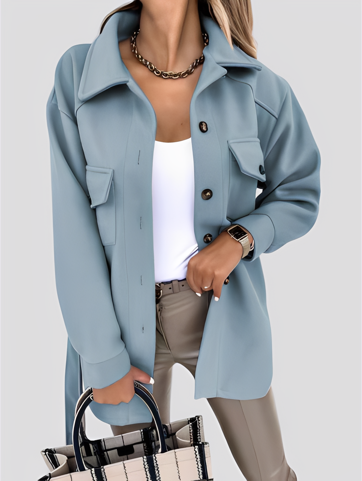 Tiffanie - Giacca moderna e leggera di lana con colletto a revers per donna