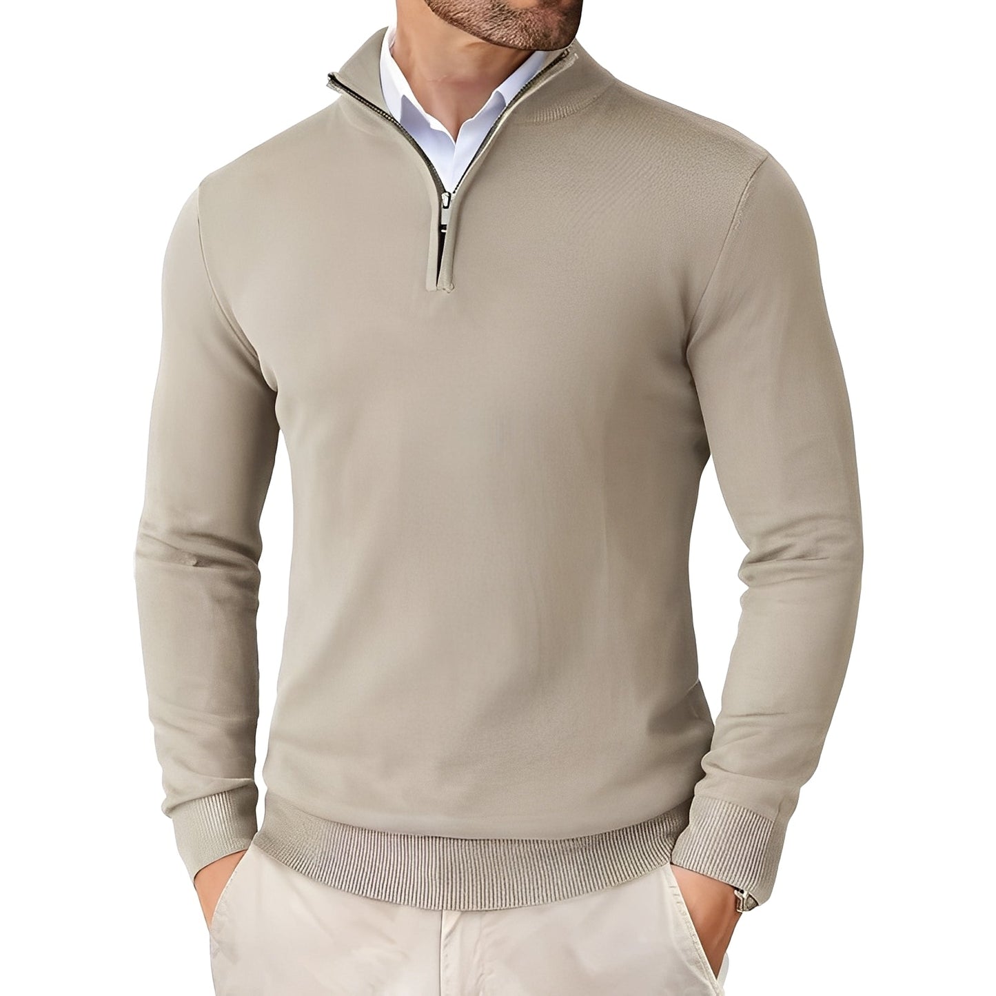 Darell - Maglione elegante da uomo con zip a maglia