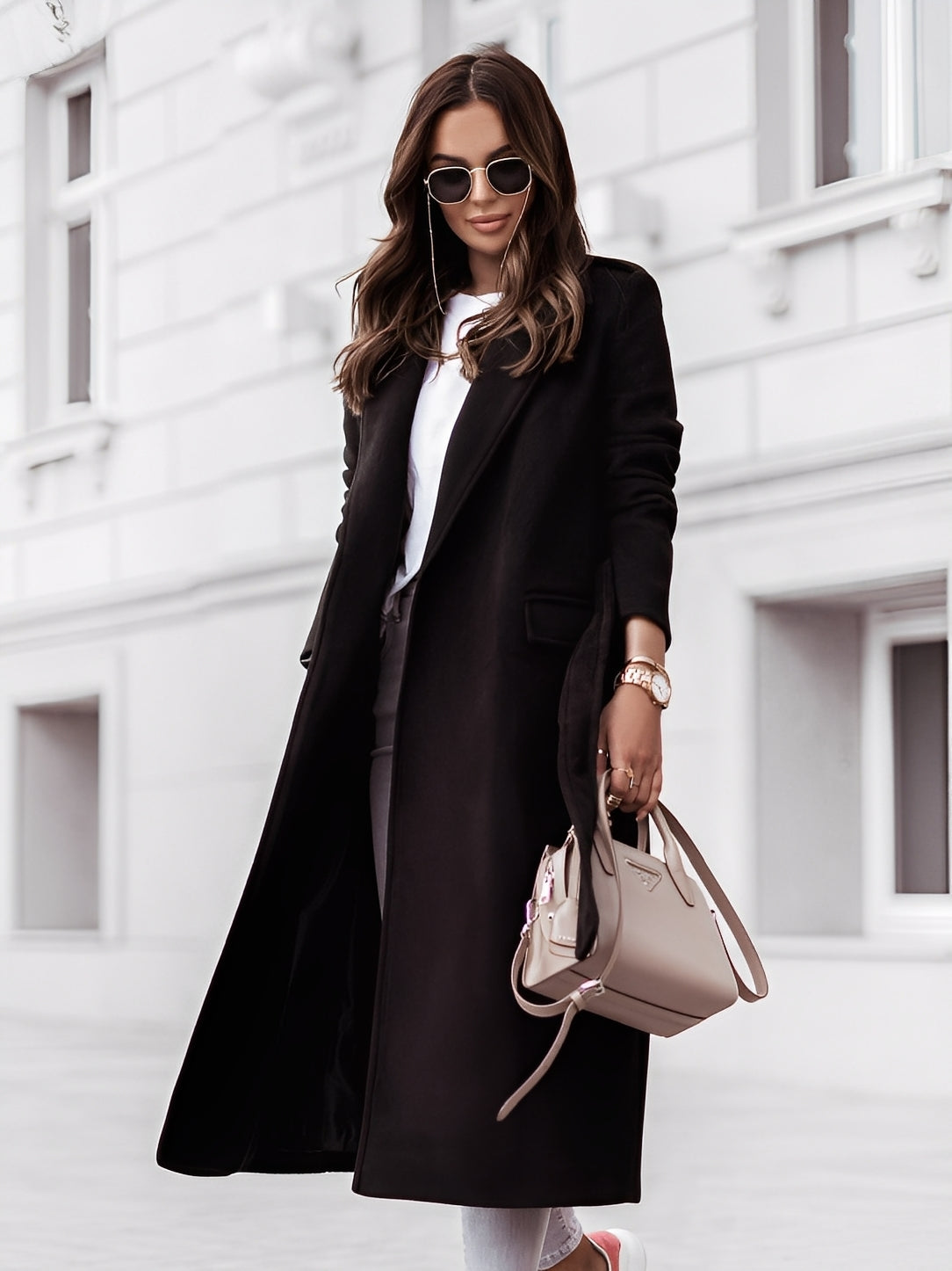 Haylie - Cappotto elegante di lana con cintura per donne
