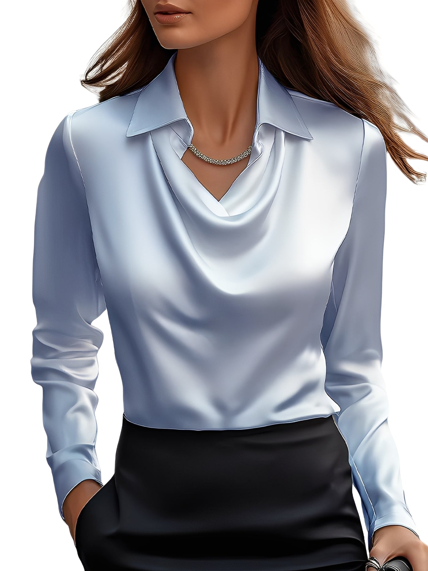 Dionne - Camicia elegante in raso a maniche lunghe per donne