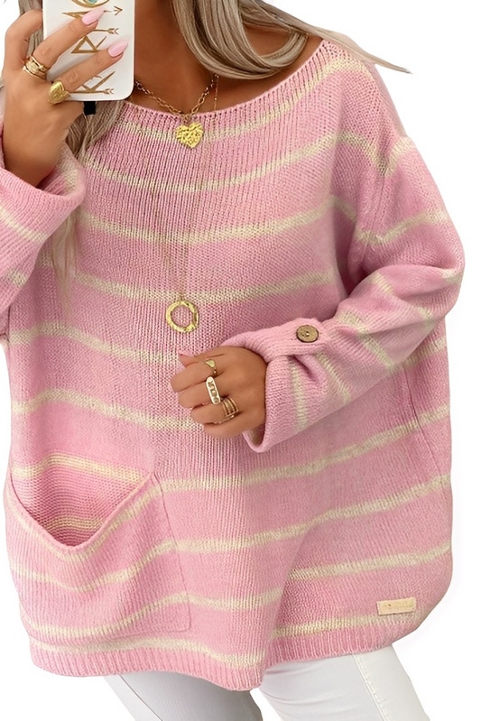 Elianna - Maglia a righe informale e larga per donne