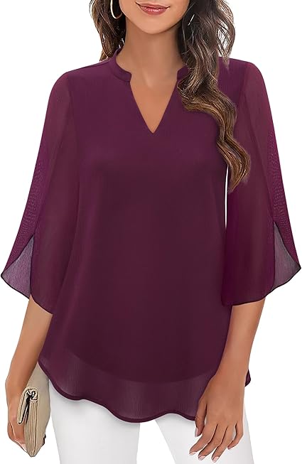 Brianna - Blusa a Maniche Split con Movimento Elegante