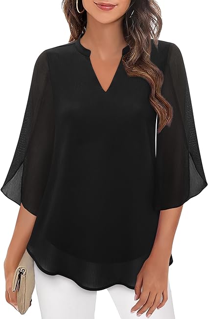 Brianna - Blusa a Maniche Split con Movimento Elegante
