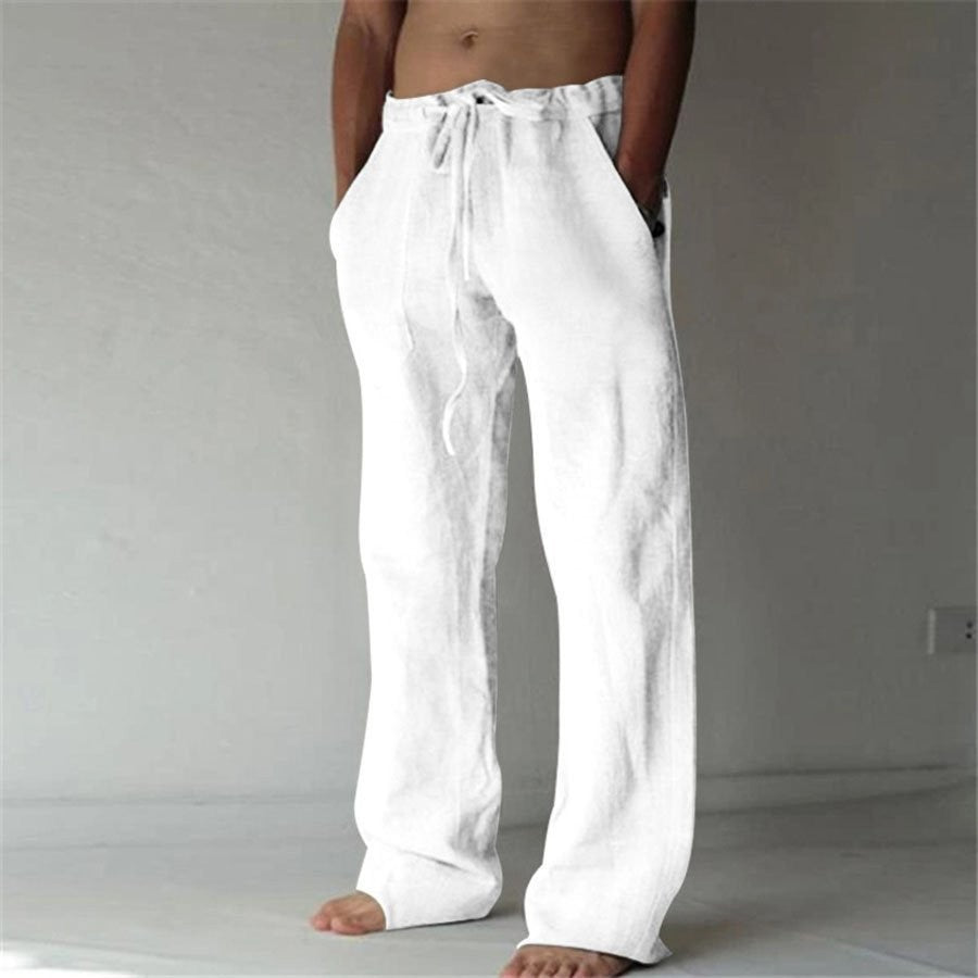 Benjamin - Pantaloni casual in lino da uomo in tinta unita