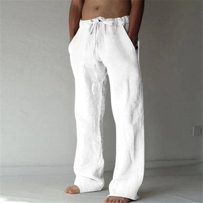 Benjamin - Pantaloni casual in lino da uomo in tinta unita