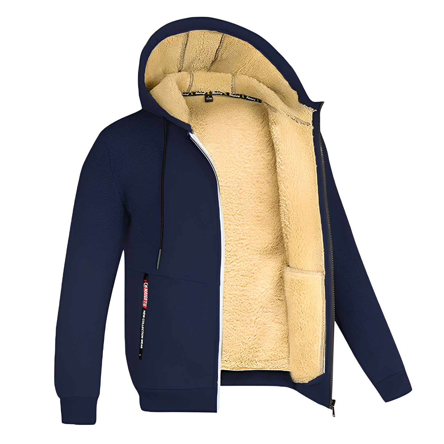 Davin - Giacca con cappuccio in pile casual per uomo