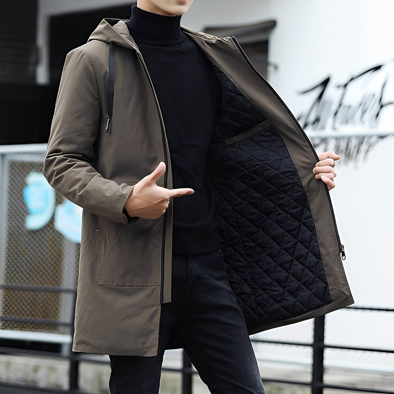 Derren - Giacca casual e leggera con cappuccio per uomo