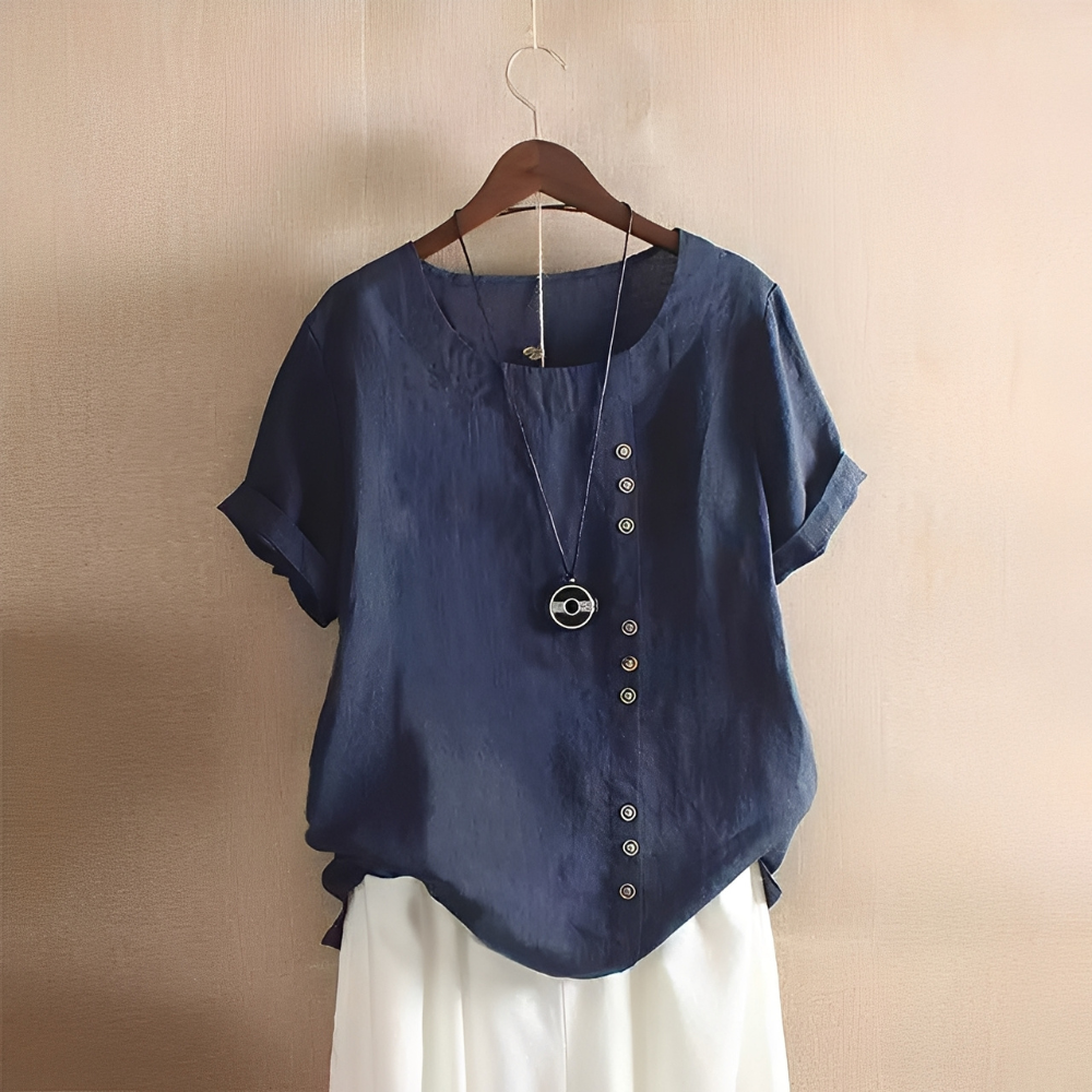 Corrine - Camicia classica in lino con vestibilità ampia per donne