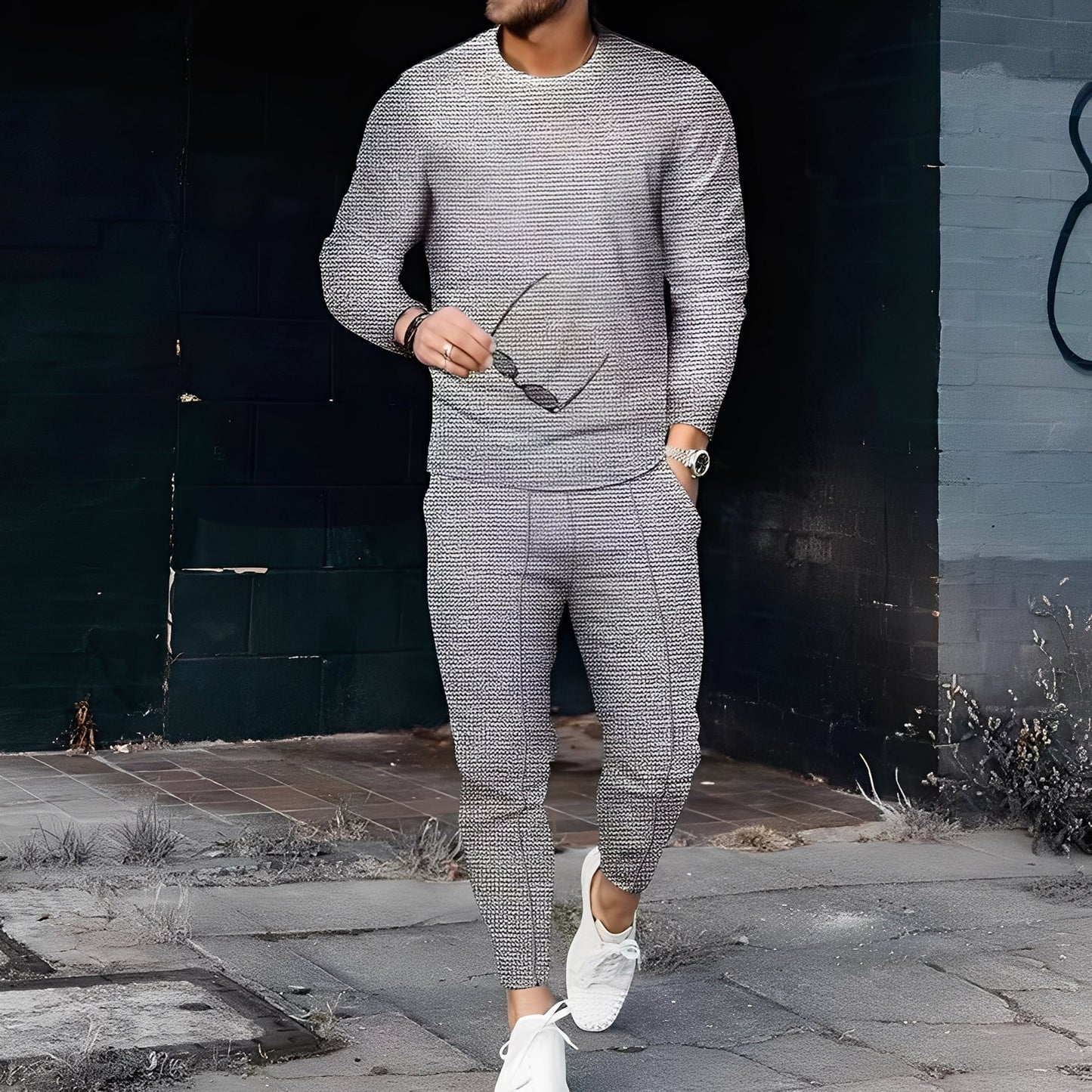 Dillan - Completo Slim-Fit Casual per Uomo in Tessuto a Nido d'Ape