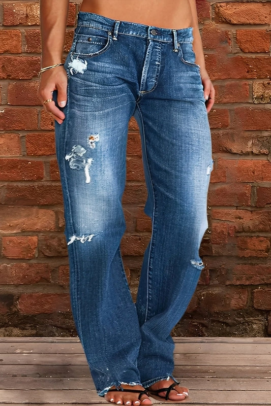 Demetria - Jeans Classici Lavati a Vita Bassa da Donna