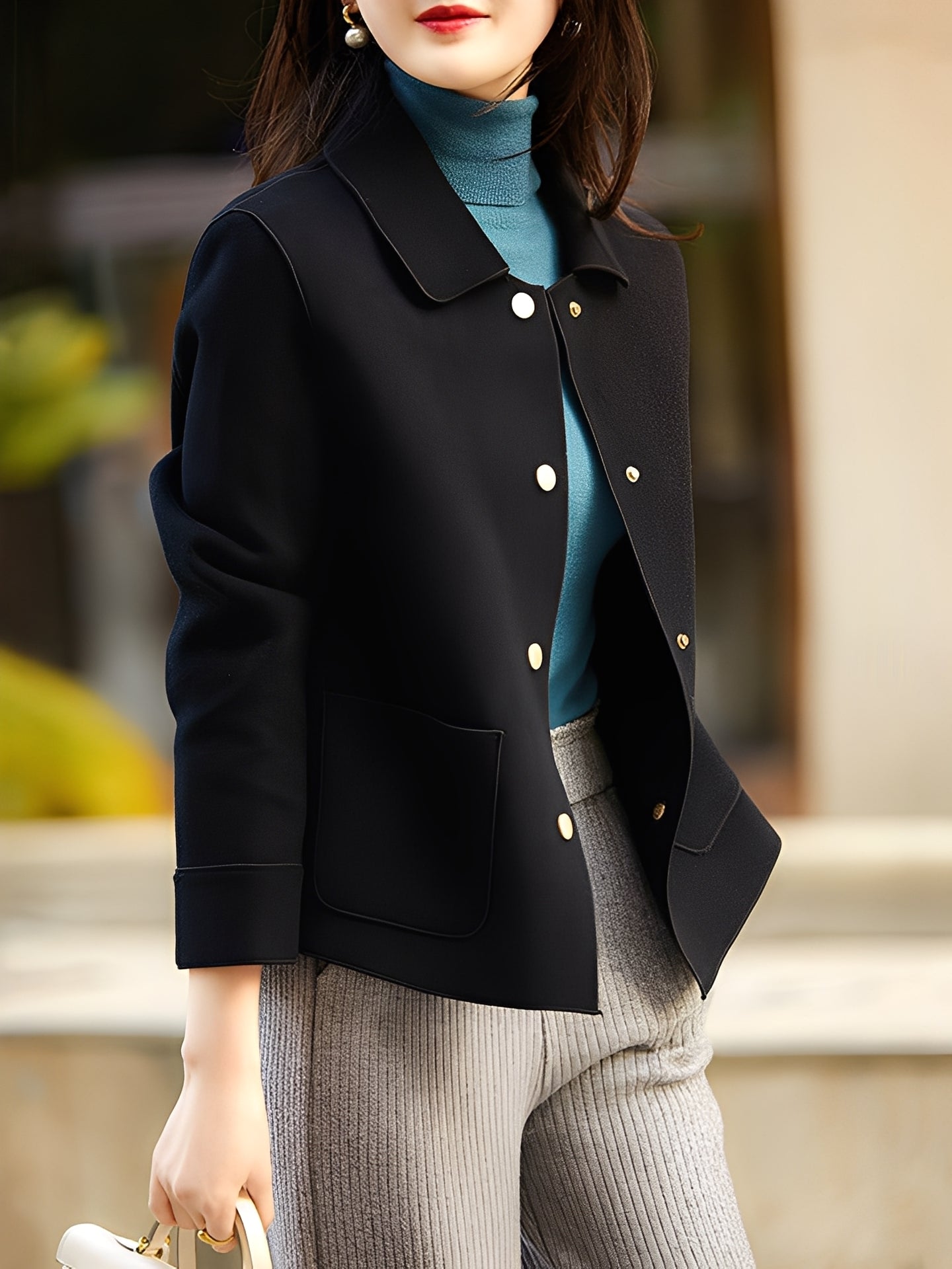 Meade - Raffinata giacca button-down calda per donne