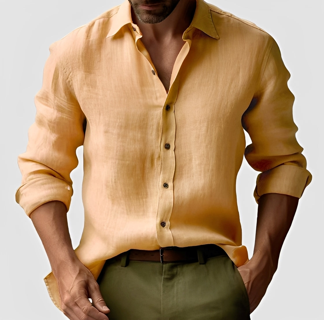 Emile - Camicia di lino uomo, classica e semplice